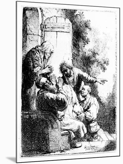 Joseph's Coat Brought to Jacob, C.1633 (Etching)-Rembrandt van Rijn-Mounted Giclee Print