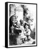 Joseph's Coat Brought to Jacob, C.1633 (Etching)-Rembrandt van Rijn-Framed Stretched Canvas