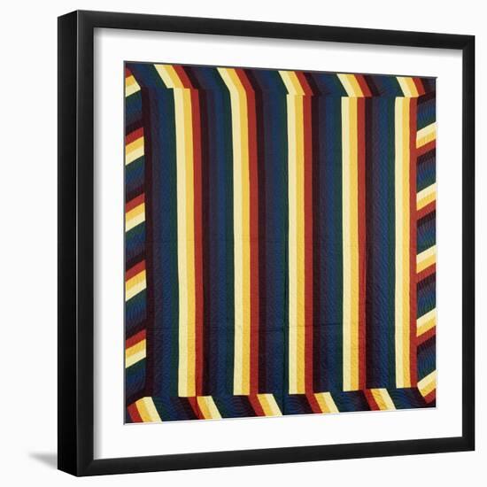 Joseph's Coat-Of-Many-Colours Patterned Coverlet, Pieced and Quilted Cotton, Circa 1890-null-Framed Premium Giclee Print