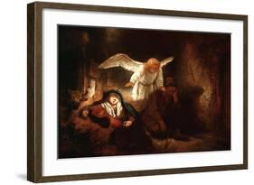 Joseph's Dream in the Stable in Bethlehem-Rembrandt van Rijn-Framed Giclee Print