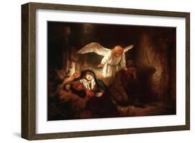 Joseph's Dream in the Stable in Bethlehem-Rembrandt van Rijn-Framed Giclee Print