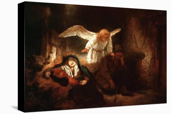 Joseph's Dream in the Stable in Bethlehem-Rembrandt van Rijn-Stretched Canvas