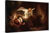 Joseph's Dream in the Stable in Bethlehem-Rembrandt van Rijn-Stretched Canvas