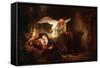 Joseph's Dream in the Stable in Bethlehem-Rembrandt van Rijn-Framed Stretched Canvas