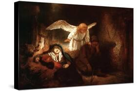 Joseph's Dream in the Stable in Bethlehem-Rembrandt van Rijn-Stretched Canvas