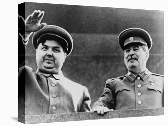 Joseph Stalin and Georgi Malenkov, Watching May Day Parade in Moscow in 1949-null-Stretched Canvas