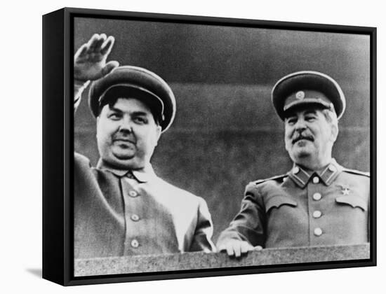 Joseph Stalin and Georgi Malenkov, Watching May Day Parade in Moscow in 1949-null-Framed Stretched Canvas