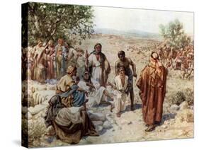 Joseph taken out of the pit and sold into slavery by his brothers - Bible-William Brassey Hole-Stretched Canvas
