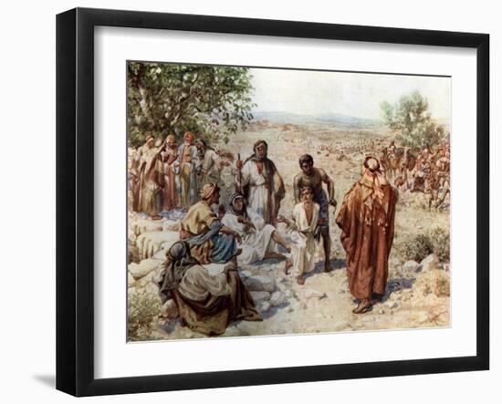 Joseph taken out of the pit and sold into slavery by his brothers - Bible-William Brassey Hole-Framed Giclee Print