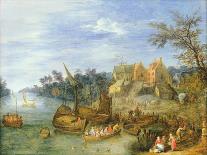 Landscape with Peasants, Carts and a Ferry-Joseph van Bredael-Giclee Print