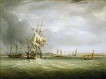 The East India Company's Ship 'Britannia', Seen from Three Angles, Has Returned from Barbados. Oil-Joseph Walter-Giclee Print