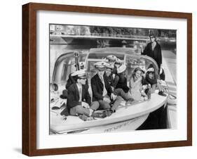 Josephine Baker (1906-1975) and Her Children on a Boat in Amsterdam on October 5, 1964-null-Framed Photo