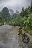Bicycle sits in front of the Guilin Mountains, Guilin, Yangshuo, China-Josh Anon-Photographic Print