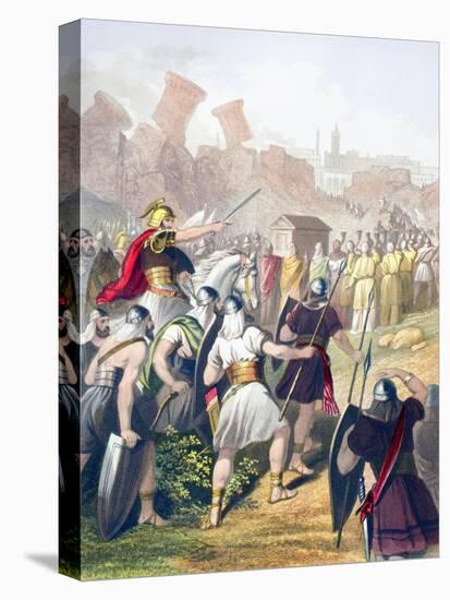 Joshua at the Head of the Israelite Army in Front of the Walls of Jericho-null-Stretched Canvas