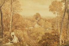Wooded Landscape with Cottages and Countrywomen, Hurley, Berks, 1818-Joshua Cristall-Giclee Print