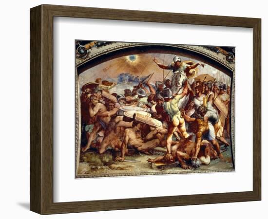 Joshua Darkening the Sun, Fresco in the Loggia, Vatican, C. 1518-1519 (Fresco)-Raphael (1483-1520)-Framed Giclee Print