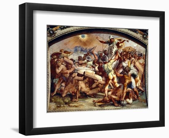 Joshua Darkening the Sun, Fresco in the Loggia, Vatican, C. 1518-1519 (Fresco)-Raphael (1483-1520)-Framed Giclee Print