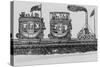 Joshua Shaw's Sketch of an Early Steam Locomotive Pulling Two Full Passenger Cars-null-Stretched Canvas