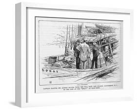 Joshua Slocum Shows the "Spray" to Visitors at Cape Town During His Solo Circumnavigation-George Varian-Framed Art Print