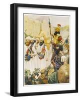 Joshua Takes the City of Jericho, Whose Walls Crumble at the Sound of His Trumpets-null-Framed Art Print