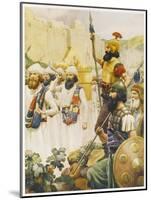 Joshua Takes the City of Jericho, Whose Walls Crumble at the Sound of His Trumpets-null-Mounted Art Print