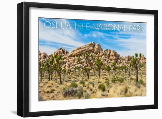 Joshua Tree National Park, California - Blue Sky and Rocks-Lantern Press-Framed Art Print