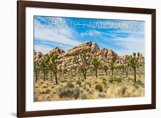 Joshua Tree National Park, California - Blue Sky and Rocks-Lantern Press-Framed Premium Giclee Print