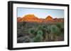 Joshua tree, Yucca brevifolia and sunset on red rocks, Valley of Fire State Park, Nevada-Adam Jones-Framed Photographic Print