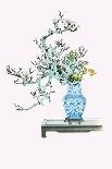 Yamanashi & Takejimayuri (Wild Pear And Lily) In a Blue And White Porcelain Vase-Josiah Conder-Framed Art Print