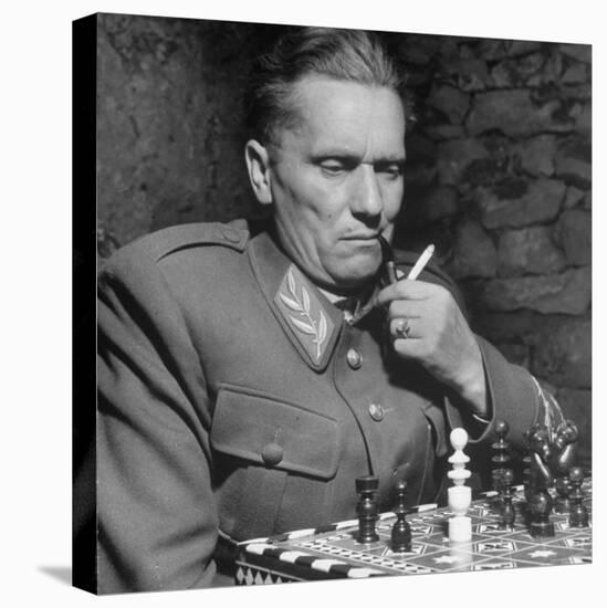 Josip Broz, aka Marshal Tito, Leader of the Yugoslavia Resistance Playing Chess at His Hq-John Phillips-Stretched Canvas