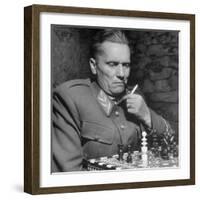 Josip Broz, aka Marshal Tito, Leader of the Yugoslavia Resistance Playing Chess at His Hq-John Phillips-Framed Premium Photographic Print