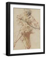 Joueur de guitare assis-Jean Antoine Watteau-Framed Giclee Print