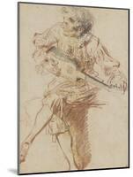 Joueur de guitare assis-Jean Antoine Watteau-Mounted Giclee Print