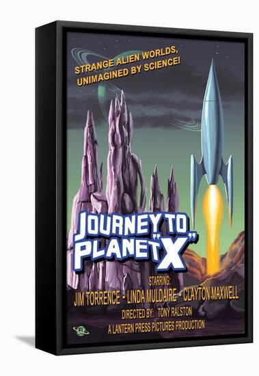 Journey to Planet X-Lantern Press-Framed Stretched Canvas