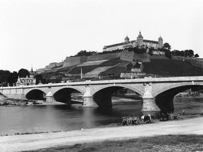 Festung Marienberg Fortress Seen from Ludwigs Bridge, Wuerzburg, circa 1910