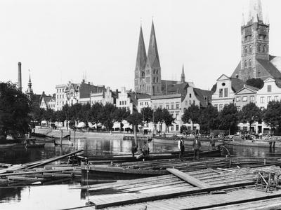 Selling Wood on the River Trave, Lubeck, circa 1910