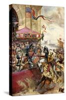 Joust Held on London Bridge-Richard Beavis-Stretched Canvas