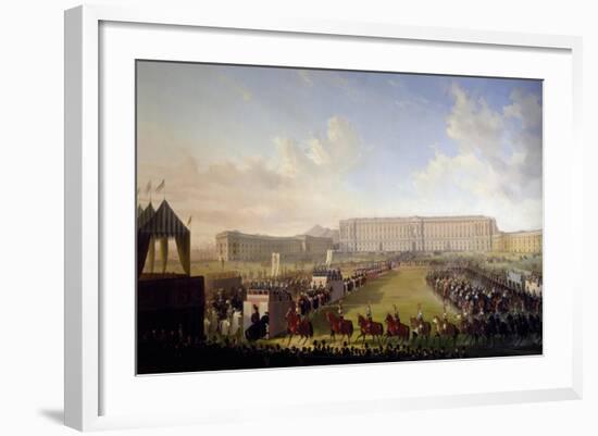 Jousting Tournament in Front of Royal Palace of Caserta, 1847-Salvatore Fergola-Framed Giclee Print