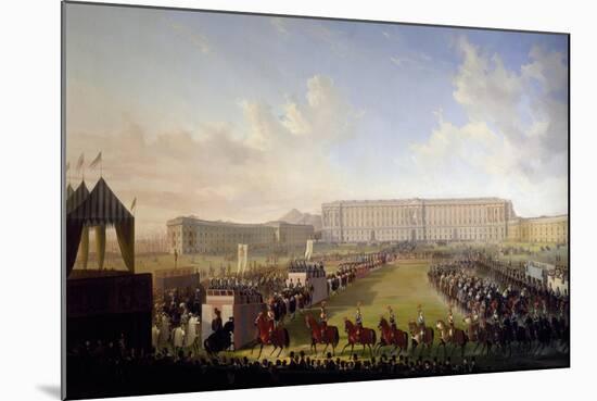 Jousting Tournament in Front of Royal Palace of Caserta, 1847-Salvatore Fergola-Mounted Giclee Print
