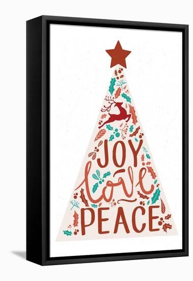Joy Love Peace - Christmas Tree-Lantern Press-Framed Stretched Canvas