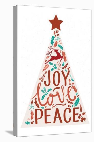 Joy Love Peace - Christmas Tree-Lantern Press-Stretched Canvas