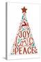 Joy Love Peace - Christmas Tree-Lantern Press-Stretched Canvas