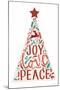 Joy Love Peace - Christmas Tree-Lantern Press-Mounted Art Print
