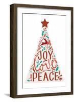 Joy Love Peace - Christmas Tree-Lantern Press-Framed Art Print