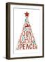 Joy Love Peace - Christmas Tree-Lantern Press-Framed Art Print