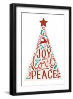 Joy Love Peace - Christmas Tree-Lantern Press-Framed Art Print