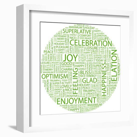 Joy. Word Collage On White Background. Illustration With Different Association Terms-Login-Framed Art Print