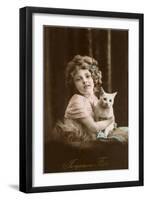 Joyeuse Fete, Girl with Cat-null-Framed Art Print