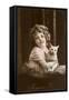 Joyeuse Fete, Girl with Cat-null-Framed Stretched Canvas