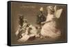 Joyeux Noel, Angel with Toys and Tree-null-Framed Stretched Canvas